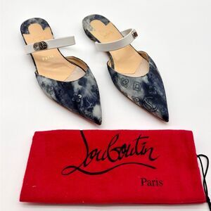 CHRISTIAN LOUBOUTIN  Choc Lock Flats  Pointy Toe Mules Jeans Punk EU41.5 US 11.5